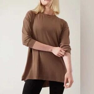 EUC Athleta Inspire Top Brown Half Sleeve Relaxed Fit Tunic Oversized Tee M